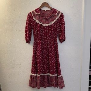 Gunne Sax-like Vintage Prairie Knee-Length Dress